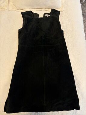 Black Suede Sleeveless Shift Dress